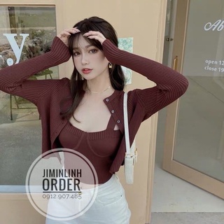 Set len dệt kim 2 món croptop -order