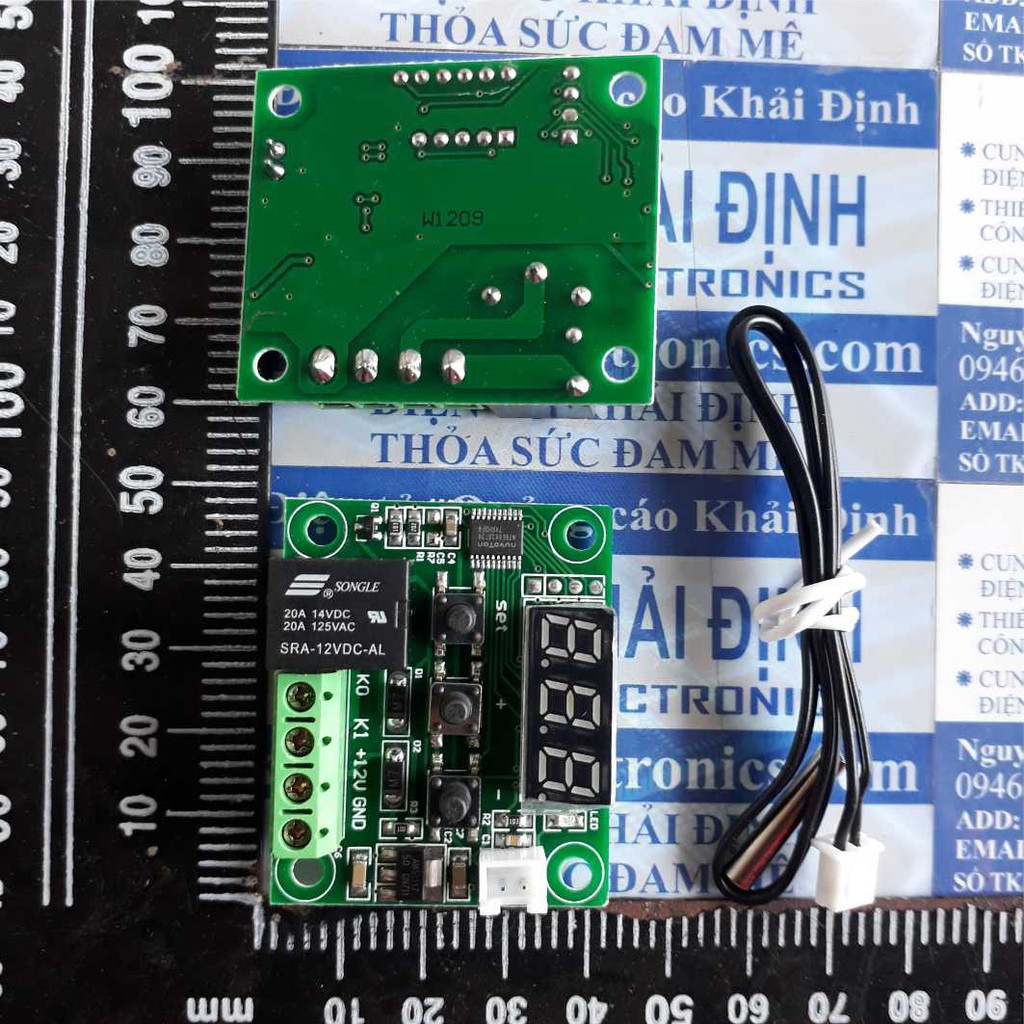 module khống chế nhiệt độ XH-W1209 full đầu dò, relay, led hiển thị, 3 nút kde3635