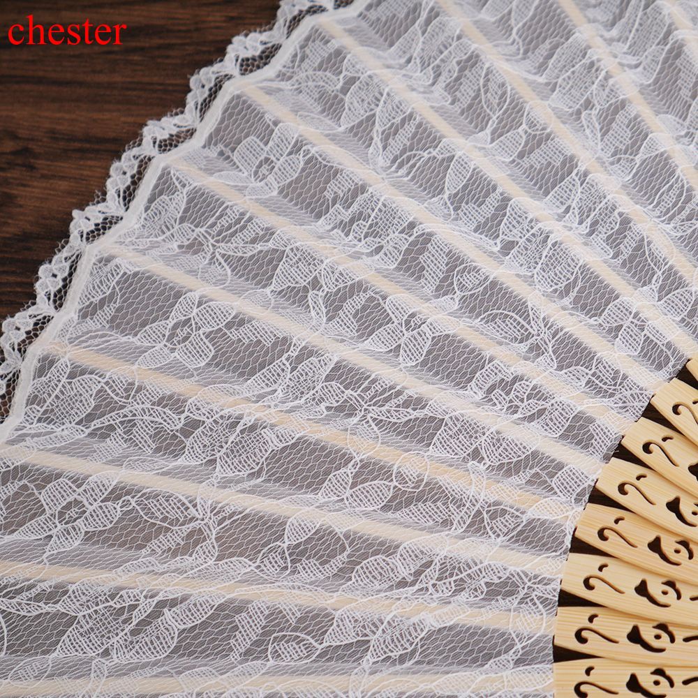 CHESTER Spanish Style Favor Fancy Dress White Folding Pocket Hand Fan for Wedding Party