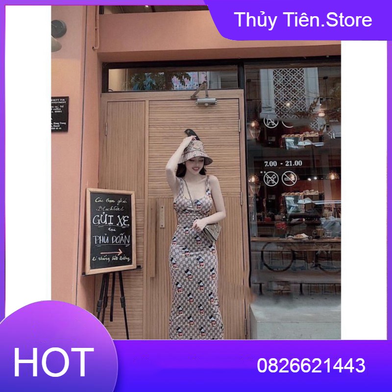 VÁY MICKEY BODY 2 DÂY SÁT NÁCH - ĐẦM MAXI BODY THUN GÂN CHUỘT MICKEY 💎 👗💝