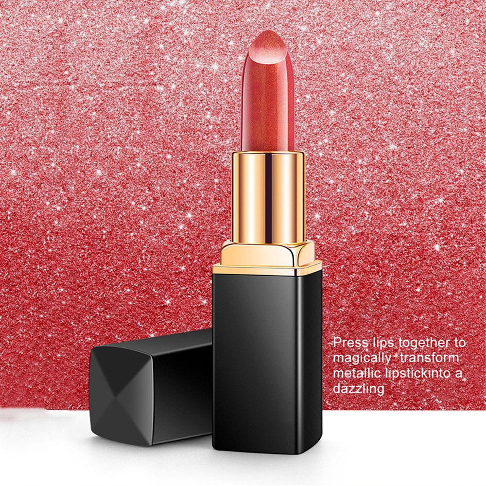 Son Môi Ánh Nhũ Chống Nước Chống Dính Cốc Thay Đổi Màu Sắc Theo Nhiệt Độ Độc Đáo