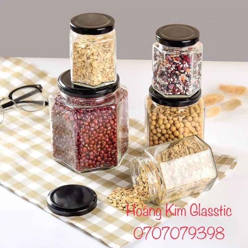 HỦ THỦY TINH CẠNH LỤC GIÁC 180ML NẮP THIẾC