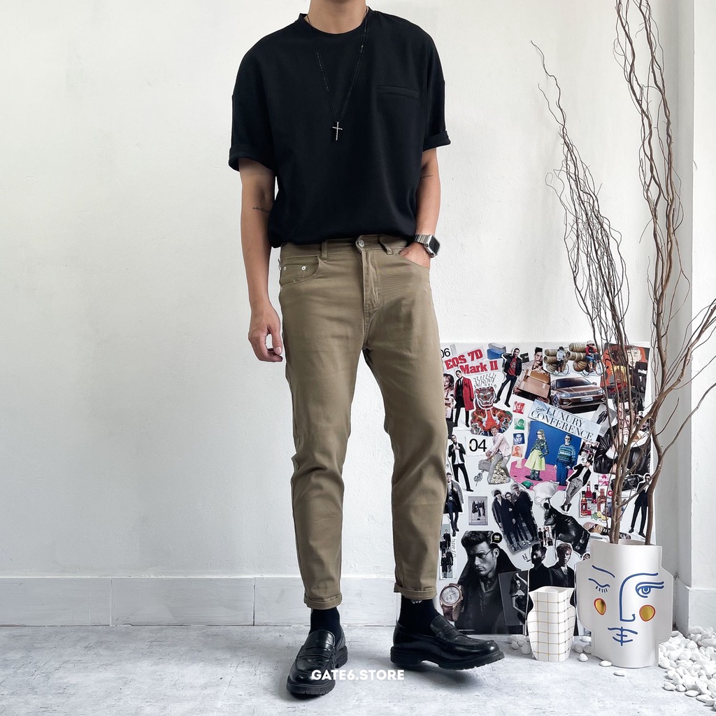 Quần Kaki Nam slimfit YY, quần vải giả kaki dáng ôm co giãn trơn kiểu Hàn Quốc - GATE6 - 3005