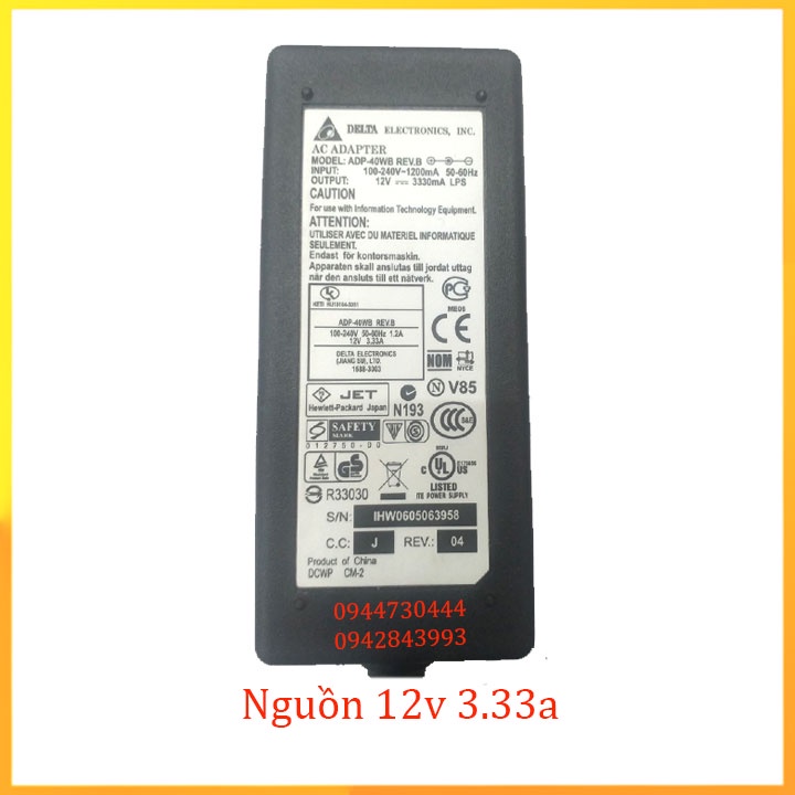 Adapter nguồn Delta 12V 3.33A zin