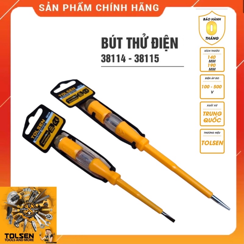 Bút thử điện TOLSEN 38114, 38115 đo kiểm tra điện an toàn, chính xác