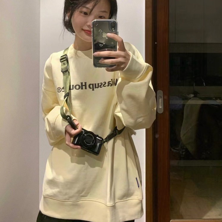 ZHELIHANGFEI Áo Thun Nữ Dài Tay Cổ Tròn Thời Trang Hàn