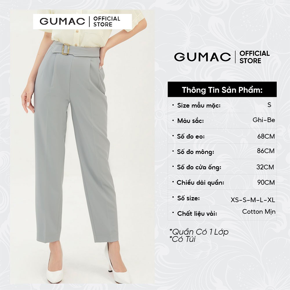 Quần tây nữ thiết kế basic phối khuyên GUMAC đồ công sở thanh lịch QB370