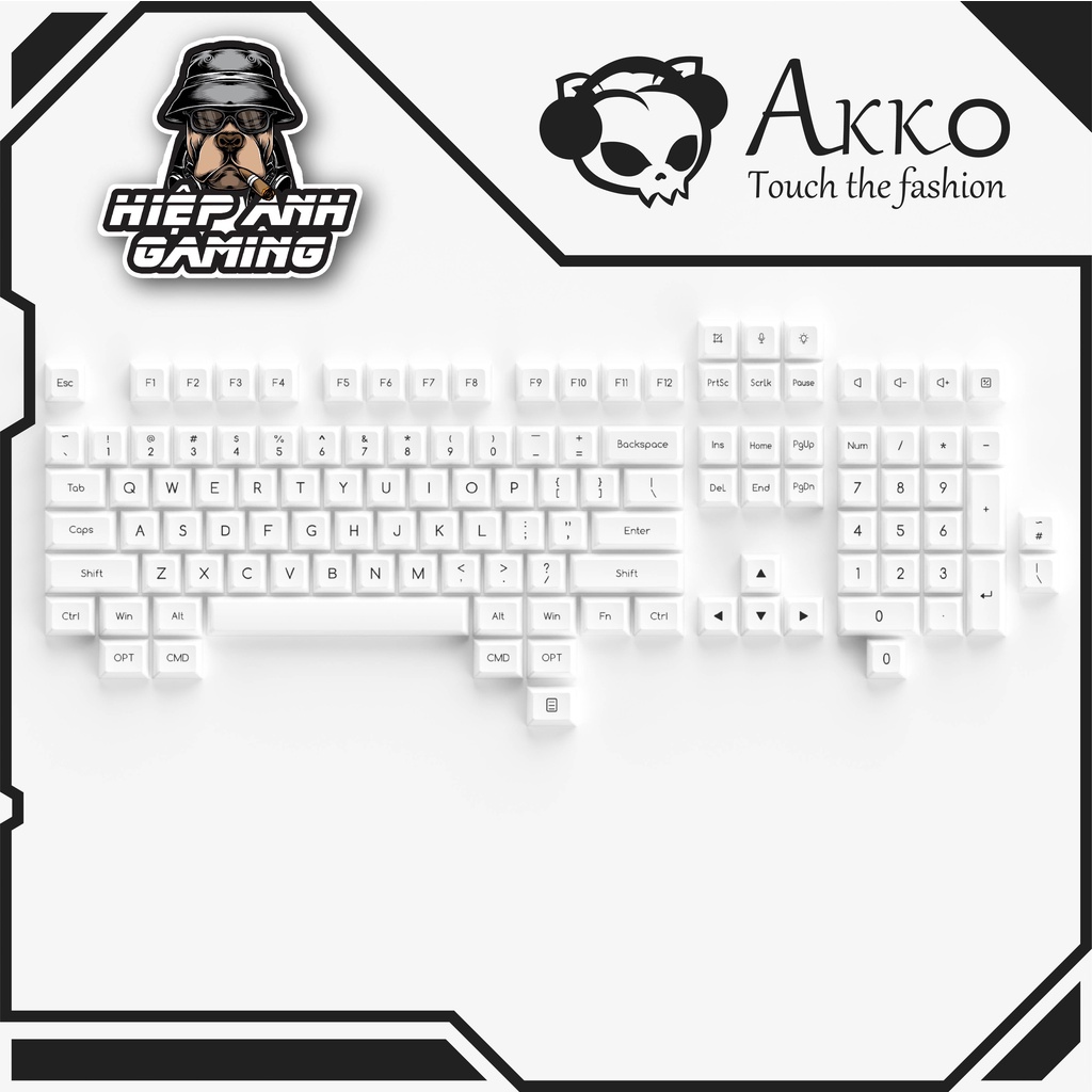 AKKO Keycap Set – Black on White BoW  | Hàng chính hãng Akko Việt Nam