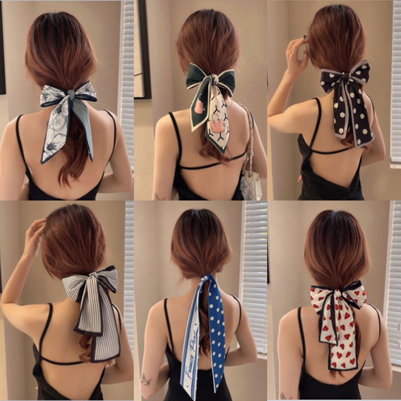 Khăn lụa buộc tóc phong cách retro thanh lịch nữ tính