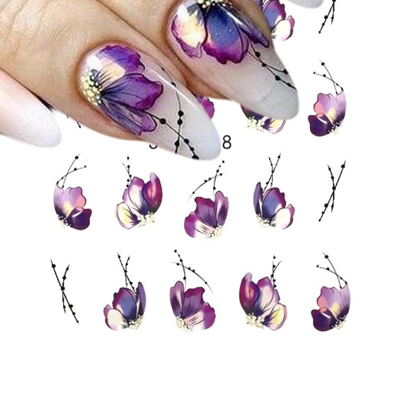 BUTTERFLY 1 Tấm Hình Dán Trang Trí Móng Tay Dạ Quang