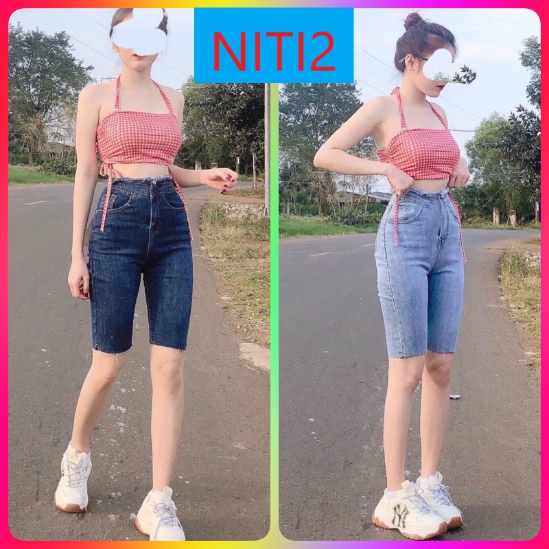 [ VƯƠNG QUYỀN ] QUẦN SKINNY JEANS GIÃN LỬNG NỮ LƯNG CAO PHỐI LƯNG XÙ MÀU XANH NHẠT, XANH ĐẬM LAI TUA CAO CẤP NITIQC