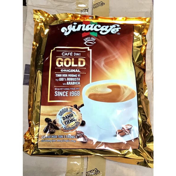 Cà Phê Sữa Vinacafe Gold Original - Bịch 24 gói x 20gr