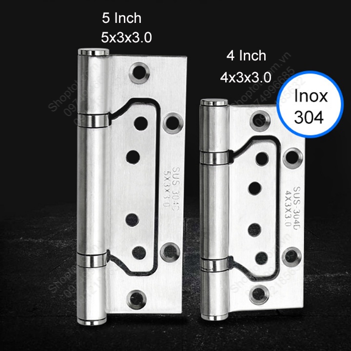 Bản lề lá âm Dương (cánh bướm) loại 5 inch (5x4x2.5) bằng inox 304 dày 2.5mm cho cửa gỗ, cửa nhựa, cửa nhôm