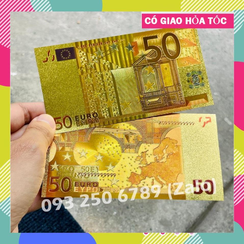 TRỢ GIÁ Tờ Tiền Kỉ Niệm 50 EURO Plastic Mạ Vàng Lì Xì Tết May Mắn