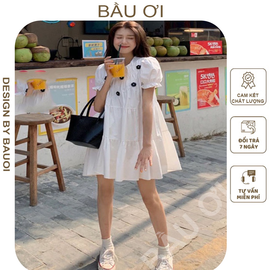 [BAUOI] VÁY BẦU CÔNG SỞ DÁNG SUÔNG - ĐẦM BẦU ĐẸP PHỐI HOA KIỂU DÁNG TRẺ TRUNG SANG TRỌNG