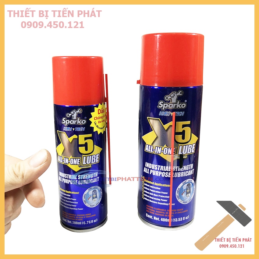 Dầu Chống Rỉ Sét Và Bôi Trơn Đa Năng X5 Sparko 200ml Và 400ml Thái Lan