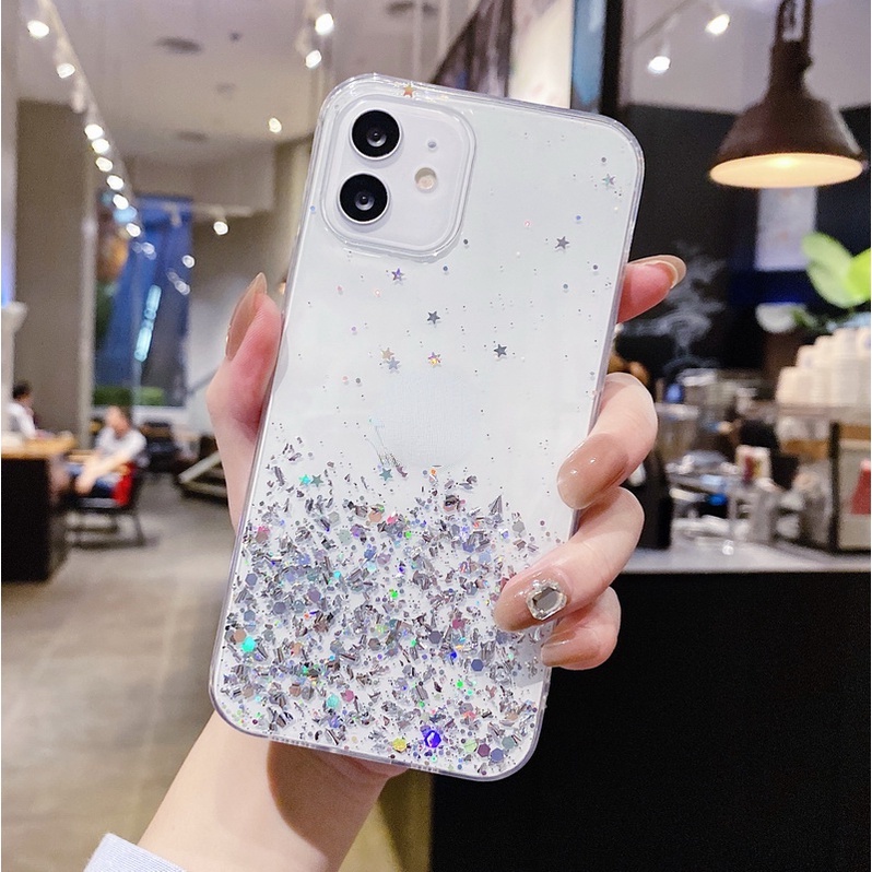 Ốp điện thoại epoxy mềm họa tiết ngôi sao cho Redmi Note 10S 10 9 9A 9C