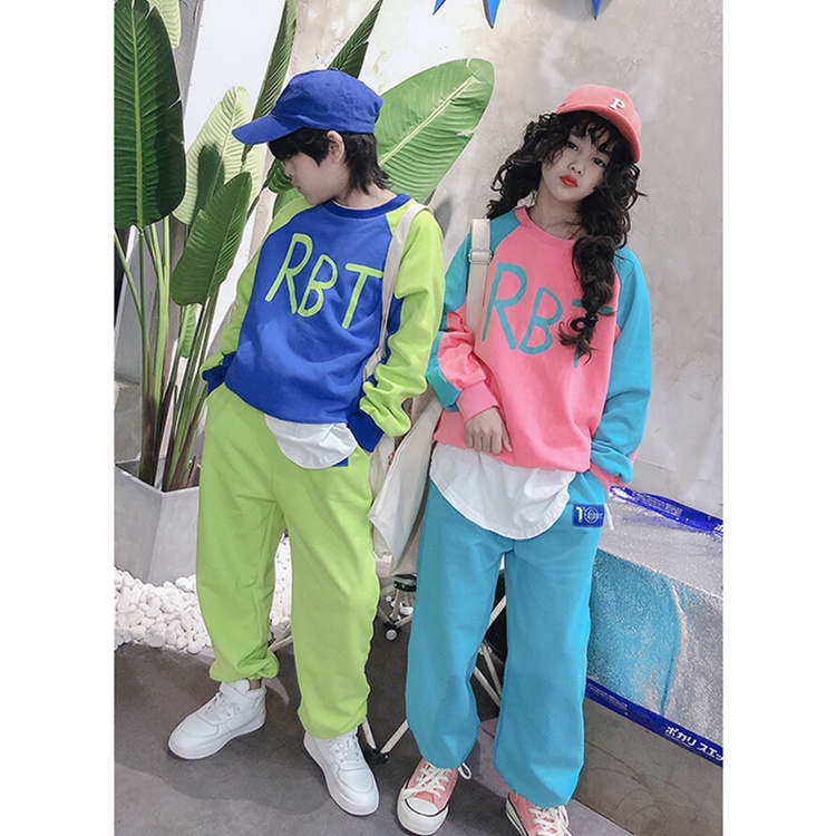 Bộ Đồ Thể Thao Dài Tay In Chữ Phối Màu Thời Trang Xuân Thu Cho Bé Gái