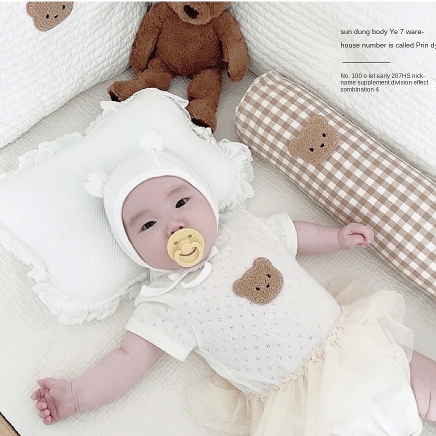 Bộ Áo Liền Quần Phối Chân Váy Lưới in Hình Gấu Dễ Thương Thời Trang Mùa Hè Cho Bé