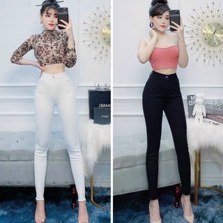 Quần jeans nữ lưng cao trắng. quần jean trắng lưng cao qua rốn