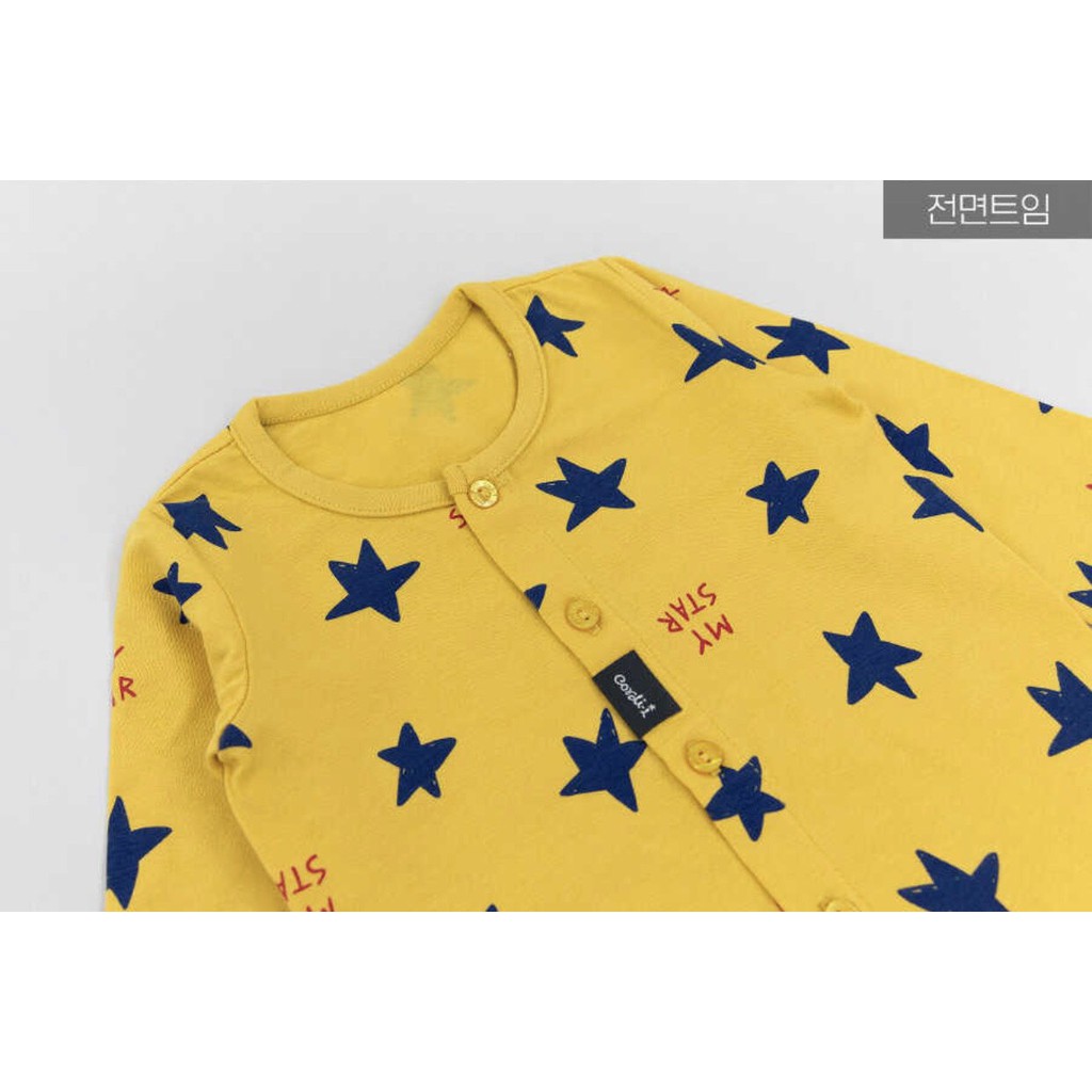 BỘ THU ĐÔNG DÀI TAY CAO CẤP TRẺ EM CỦA HÃNG CORDI-I, CHẤT THUN COTTON ORGANIC, SAO NÂU SAO VÀNG