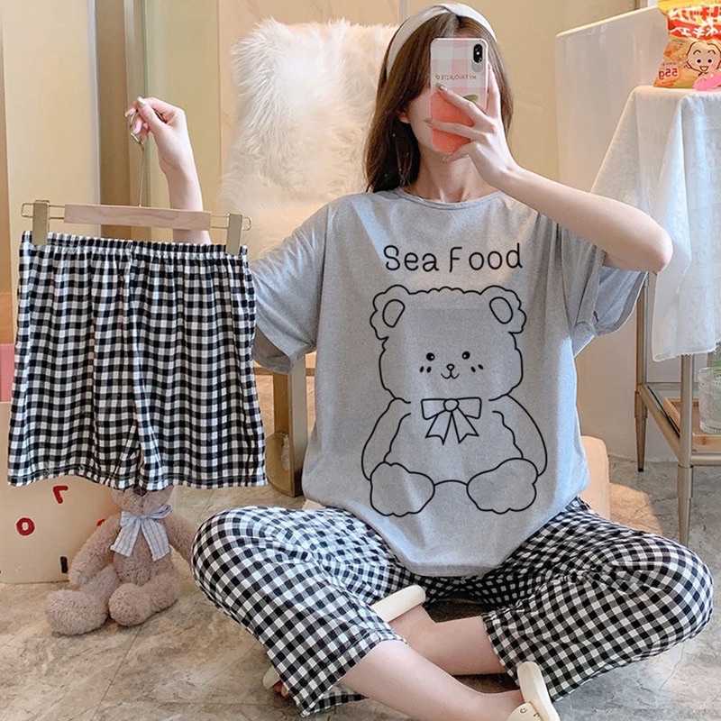 đồ bộ 3 món free size dưới 75kg