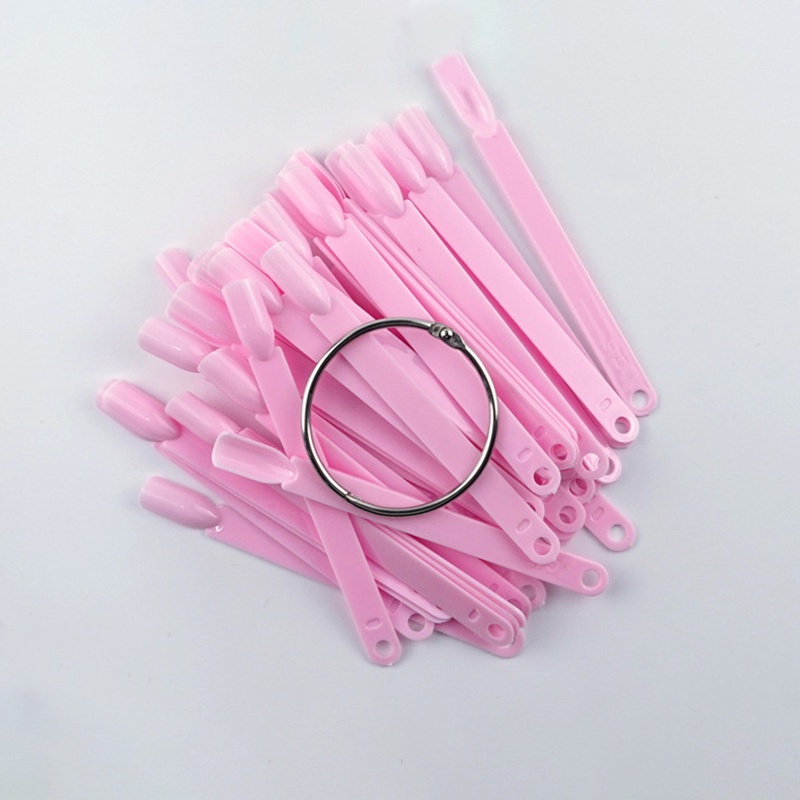 Set 50 Thẻ Móng Tay Giả Hình Quạt Bằng Acrylic Trong Suốt Trưng Bày Màu Sắc