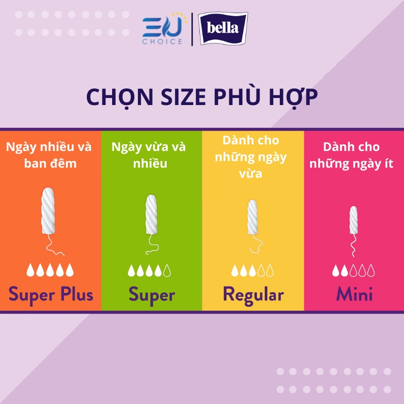 Băng vệ sinh tampon Super Plus BELLA nhập khẩu Pháp 16 ống siêu thấm, mềm mại, nhỏ gọn