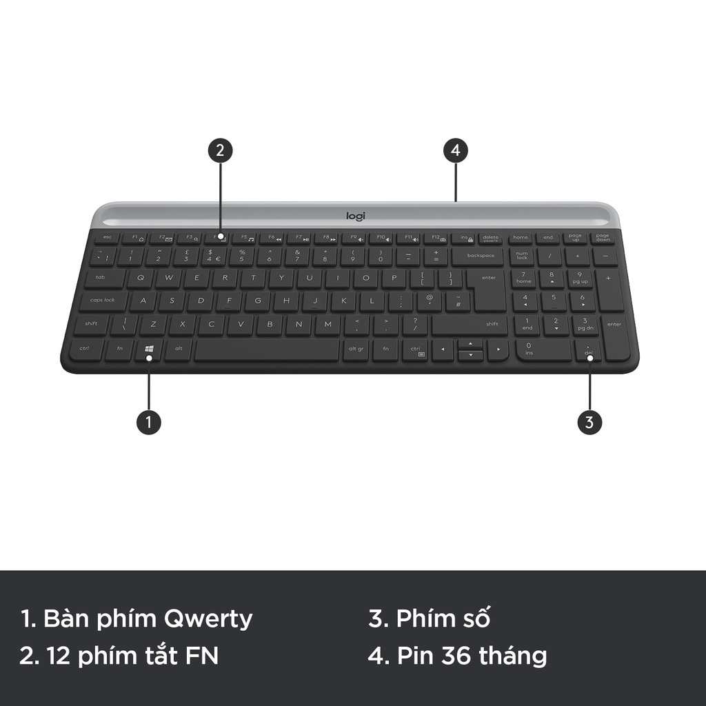 Combo chuột phím không dây Logitech MK470 - Giảm ồn, USB, pin lâu, thiết kế mảnh gọn