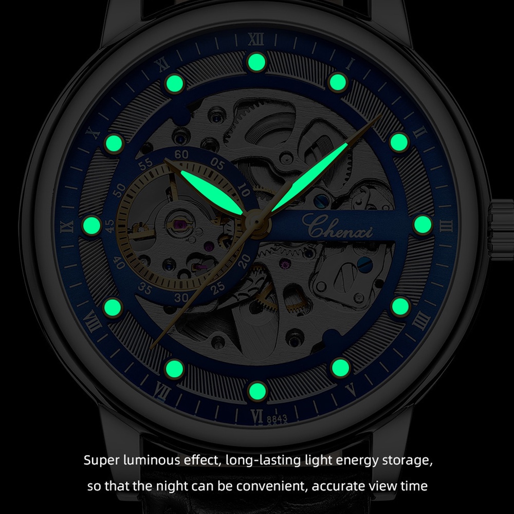 Đồng Hồ Cơ Tự Động Chexi Chống Thấm Nước Dây Da Cho Nam
