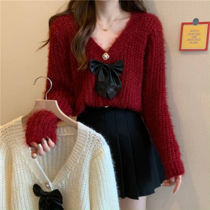 Áo Len Thắt Nơ Phong Cách Preppy Kiểu Mới