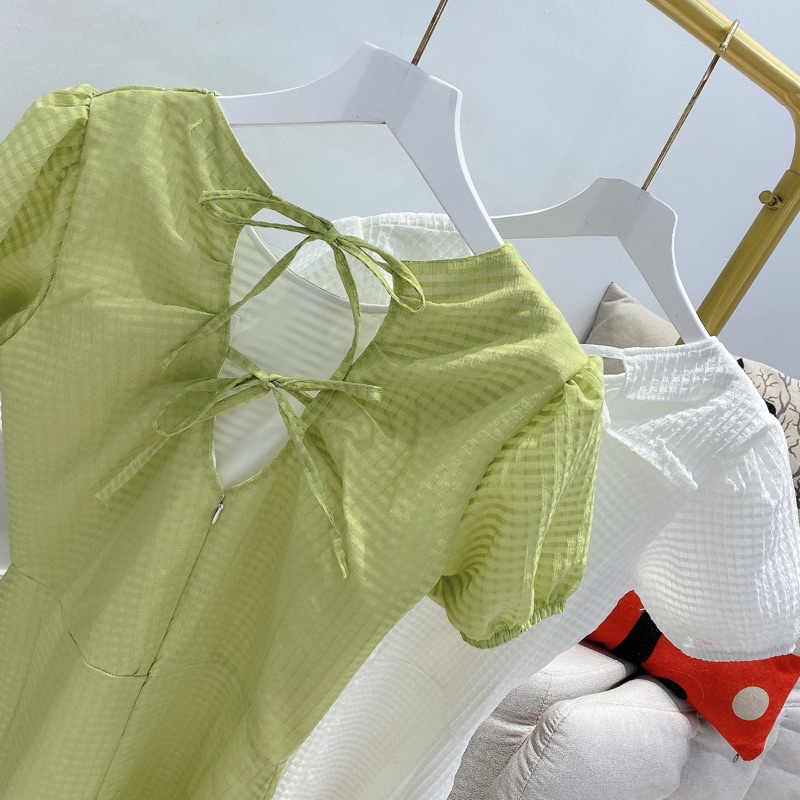 [ 𝐅𝐑𝐄𝐄 𝐒𝐇𝐈𝐏 ] VÁY XỐP KẺ HỞ LƯNG CHẤT XỐP QC CAO CẤP HÀNG MAY KỸ 2 LỚP CHUẨN FORM LĂM Ạ