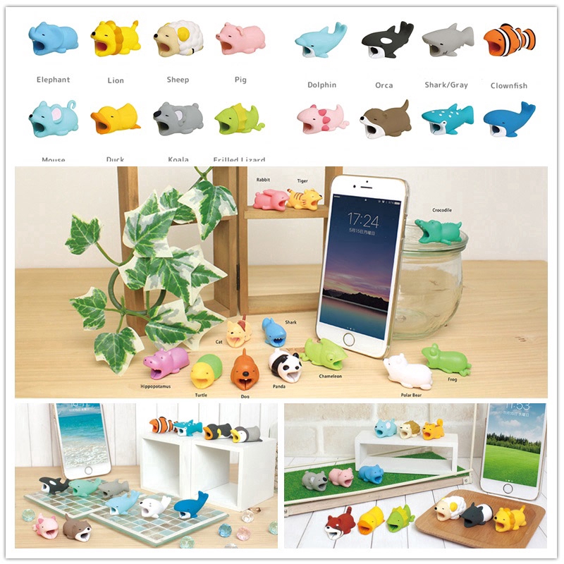 JOJO COCO Phụ Kiện bảo vệ Đầu Dây cáp Sạc usb Hình Động Vật Hoạt Hình  B O V C P