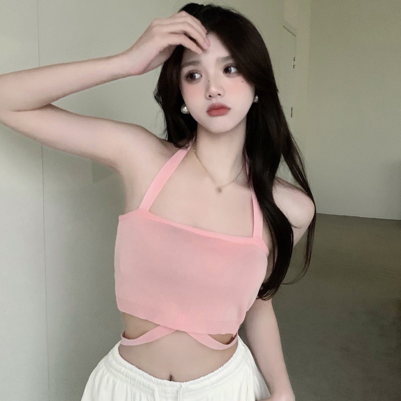Áo Croptop Sát Nách Màu Sắc Đơn Giản Thiết Kế Ôm Sát Tôn Dáng