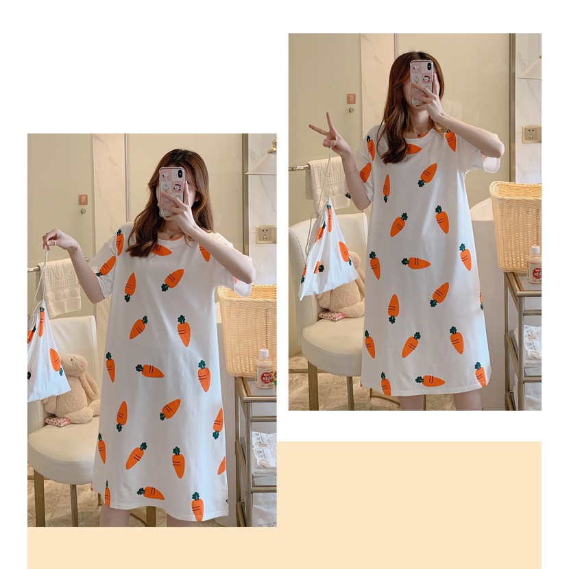 Váy ngủ hoạ tiết hình dáng xuông _ TẶNG KÈM TÚI ĐỰNG | BigBuy360 - bigbuy360.vn