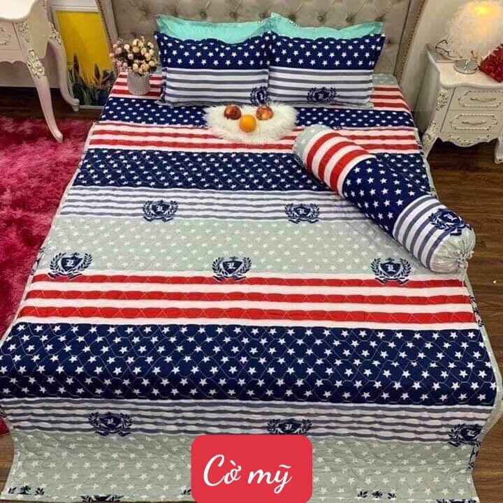 Bộ Chăn hè Ga Gối Cotton Poly Combo 5 Món - Nhiều Mẫu Lựa Chọn