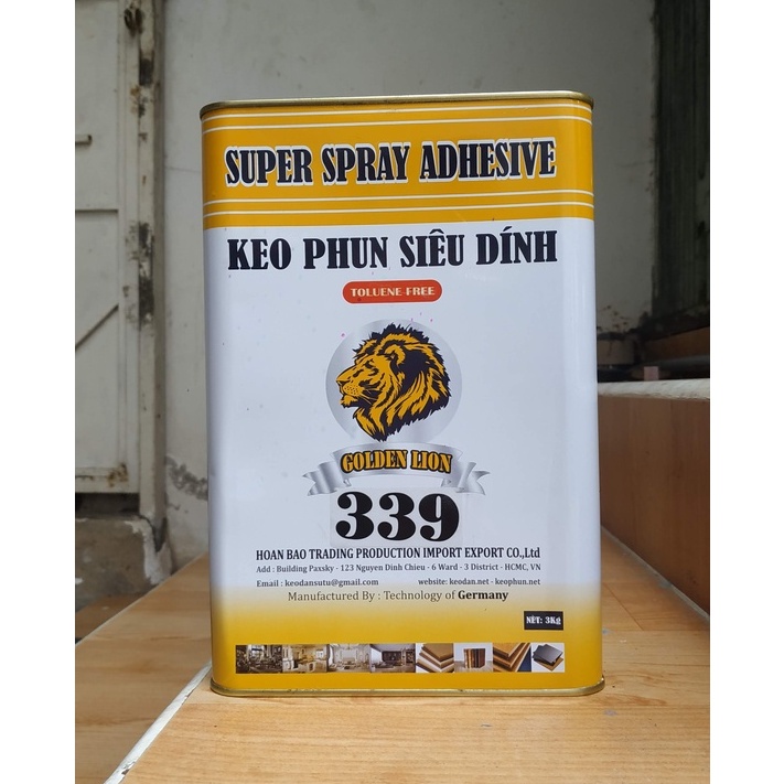 Keo phun chịu nhiệt  339 Sư Tử Vàng_ dán nội ngoại thất xe hơi, nhà cửa, công ty ,...siêu siêu dính