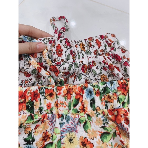 Áo biệt vai babydoll hoa nhí xuất dư xịn