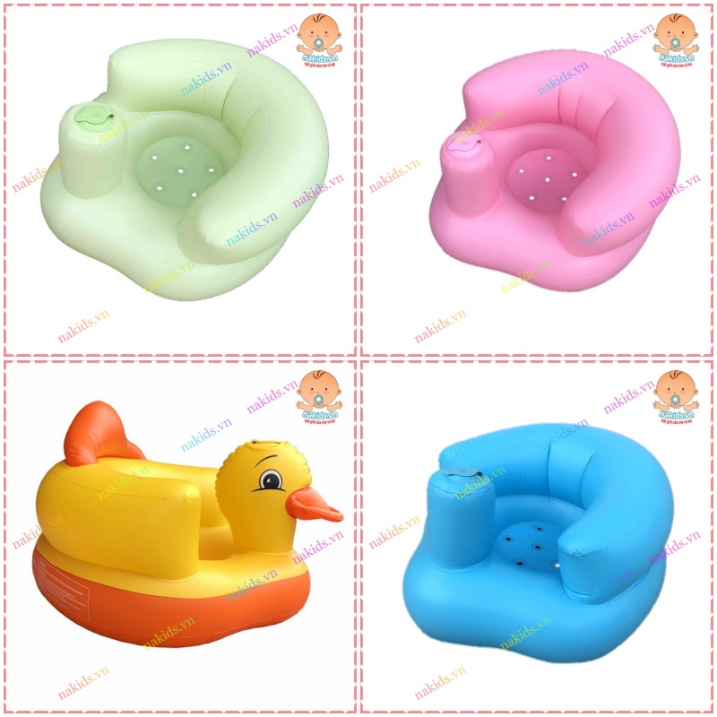 Ghế Hơi Tập Ngồi Cho Bé FREESHIP Ghế Phao Tập Ngồi Cho Bé Từ 6 Tháng Tuổi, Hình Vịt Vàng, Xanh Cốm, Hồng
