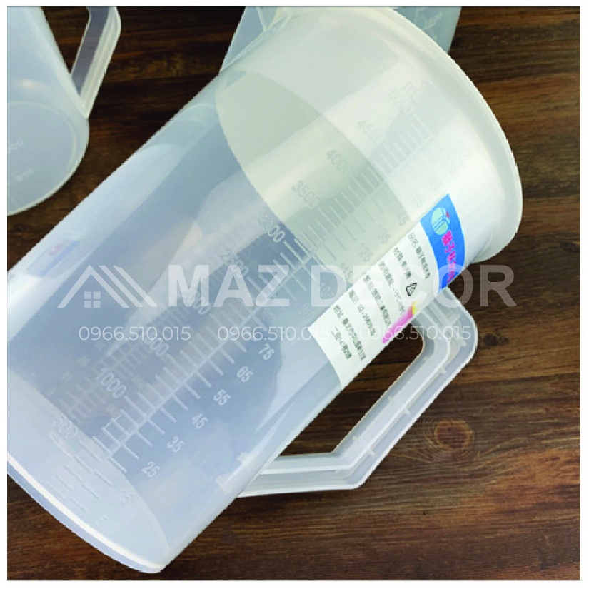 LOẠI 1 Ca Ly đong nhựa NẮP TRẮNG pha chế định lượng 5000ml, Ca Đong 5L đong chia vạch rõ ràng đẹp dày dặn