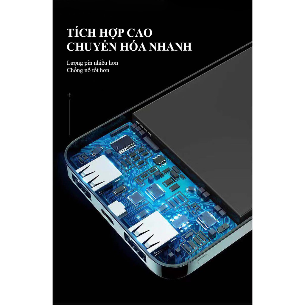 Sạc dự phòng WK-102C 10000mAh 2.1A siêu mỏng nhỏ gọn nhẹ dễ dàng bỏ túi mang theo du lịch 2 cổng USB