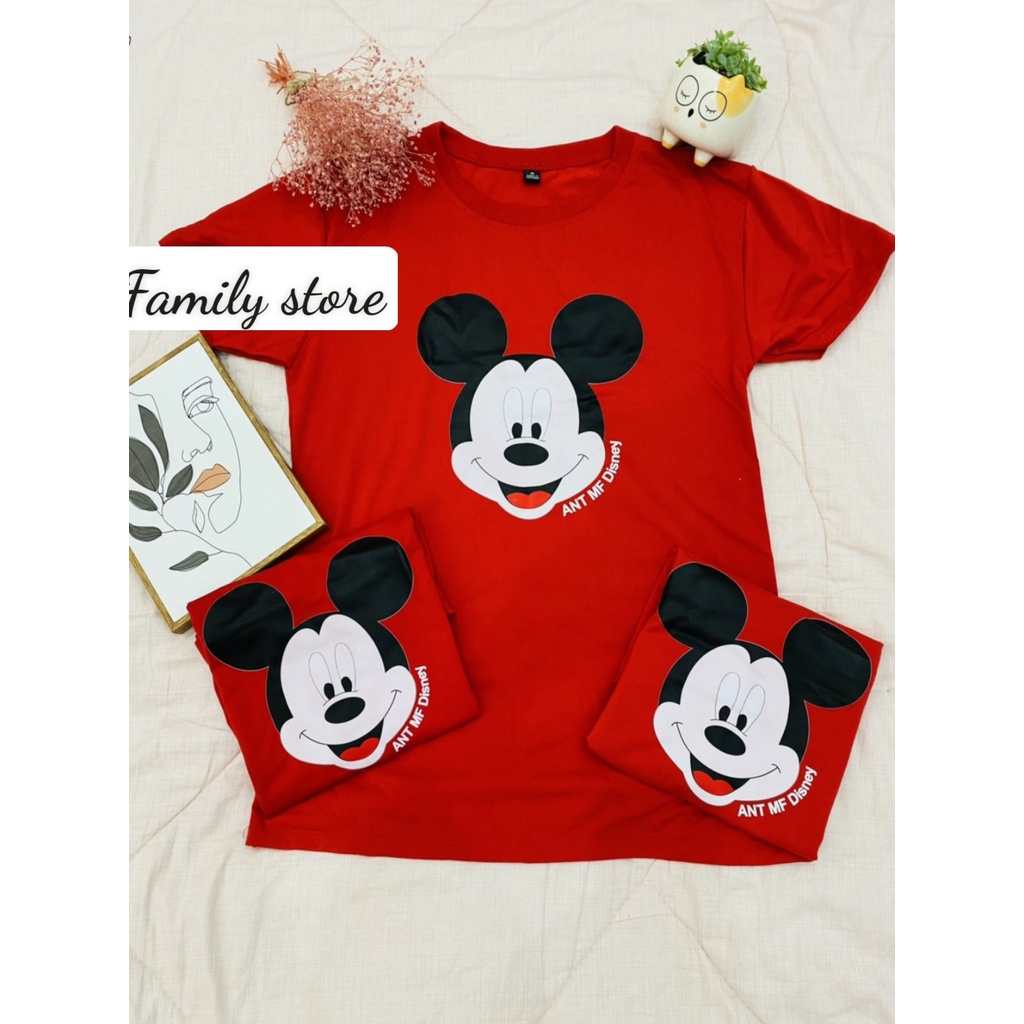 Áo phông đồng phục gia đình chuột mk 3/4/5 người dễ mặc màu đỏ. Family store