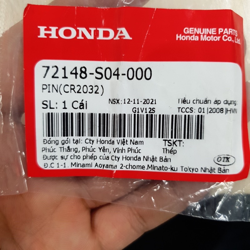 Pin khoá martkey cho xe máy, oto chính hãng honda độ bền cao Model R2032-3V.