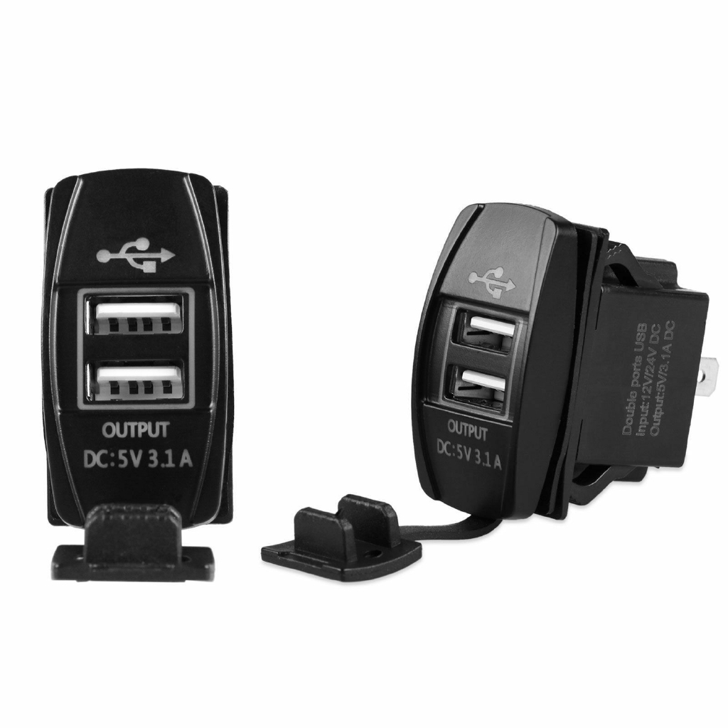 Sạc USB kép chống nước 3.1a 12v 24v cho xe ô tô