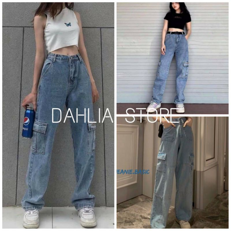 [ CÓ KÈM HÌNH THẬT] Quần jean túi hộp - Quần suông ống rộng túi hộp ullzzang hottrend | BigBuy360 - bigbuy360.vn