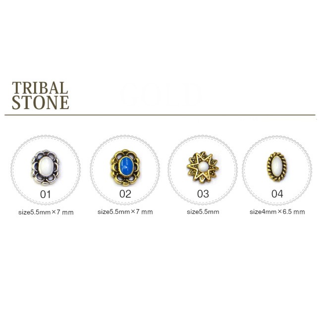 Set 5 Charm Đá Có Màu, Viền Kim Loại Phong Cách Bohemian, Phụ Kiện Nail - Vani Store [KIRA0074]
