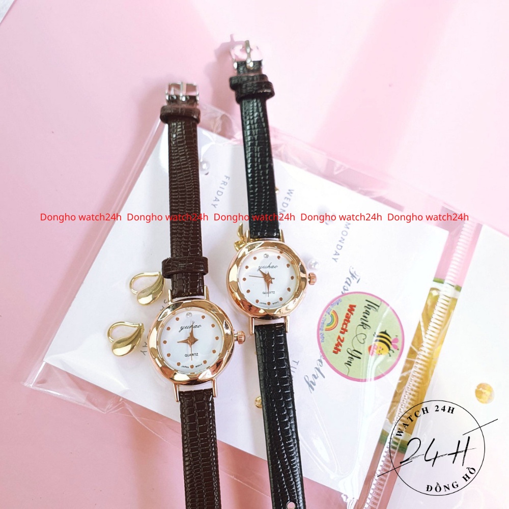 Đồng hồ nữ dây da YuHao size mini siêu nhỏ dành cho các nàng tay nhỏ