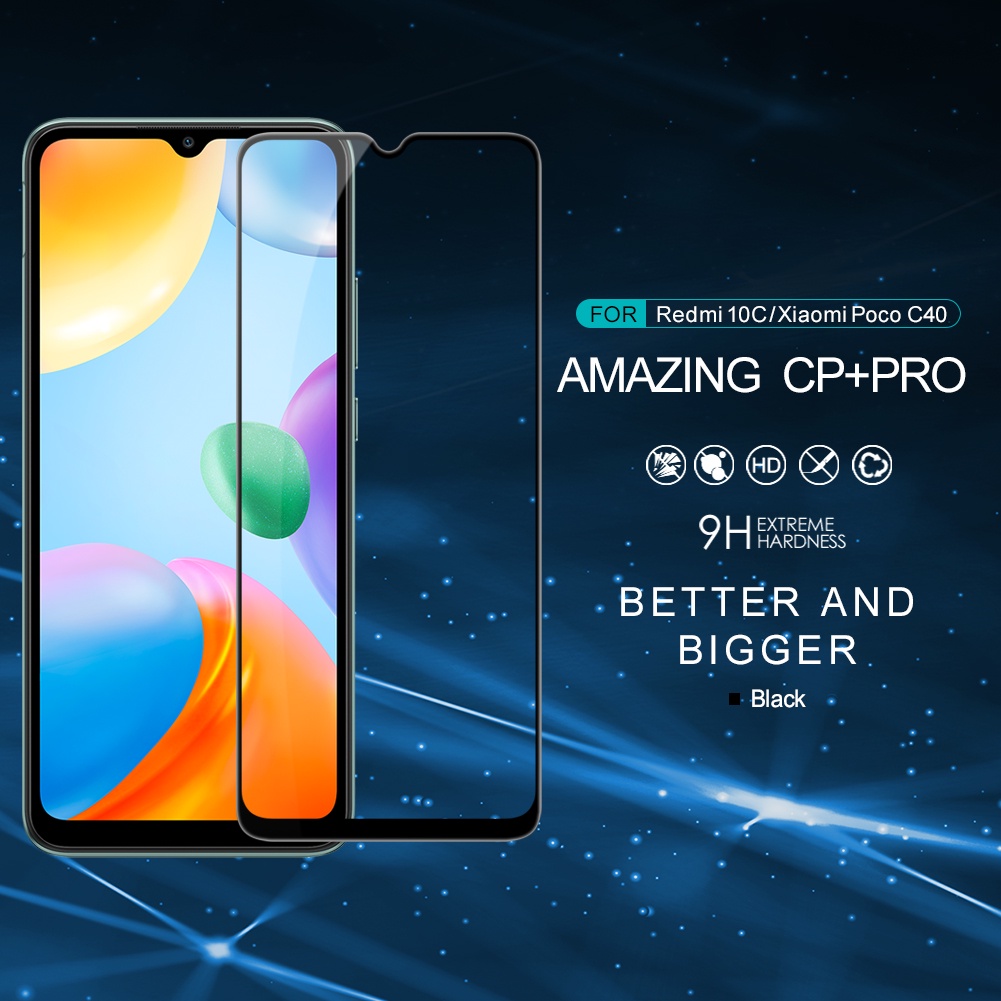 Kính Cường Lực NILLKIN Poco C40 / Redmi 10C Chống Trầy &amp; Vân Tay CP + Pro 9H