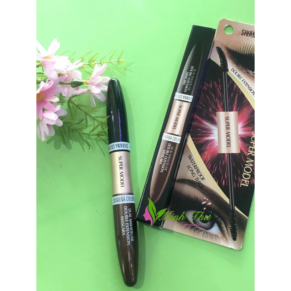 Mascara 2 Đầu ( Đen - Nâu) SIVANNA COLORS Super Model Dual Max-Volume Double Extension Mascara