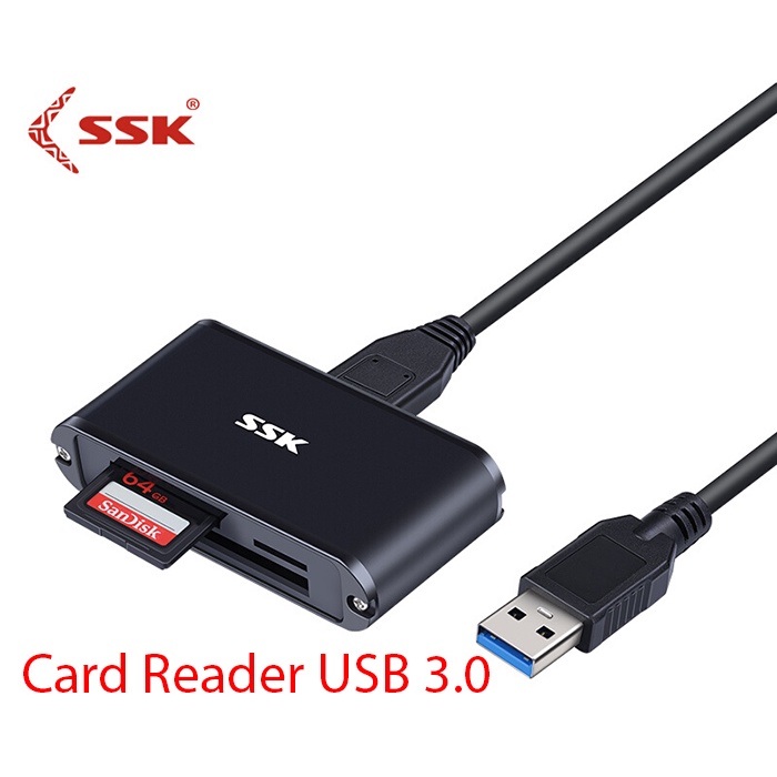 Đầu đọc thẻ - Reader SSK SCRM630 USB 3.0 Chính hãng (MicroSD, SD, CF)